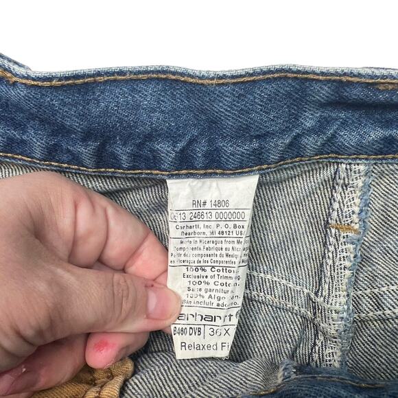 Carhartt Straight Leg Relaxed Fit Jeans Medium Wash B460 FLAW Mens 36x30 - Picture 6 of 6